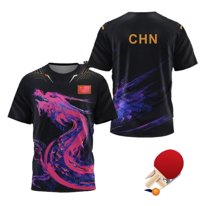 Table Tennis Zhang Jike - تي شيرت CHN China National Dragon
